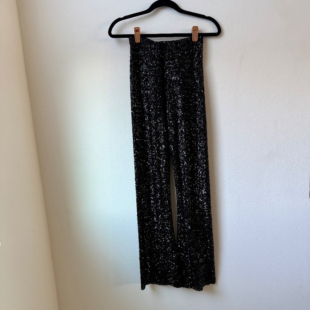 Zara Sequined Trouser, Size XS, Black